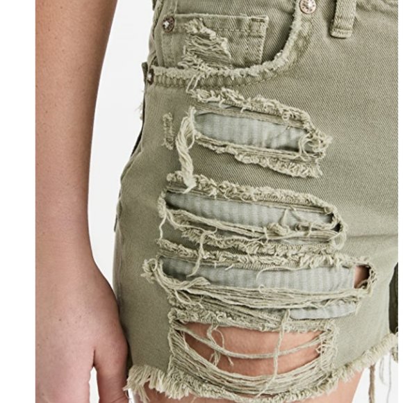 Free People Maggie Mid Rise Shorts ARMY NWT SIZE 26 - Picture 10 of 10